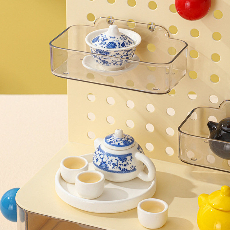 Set mic de ceai pentru copii din ceramică, alb perlă, ceainic mic – jucărie realistă, cadou în cutie