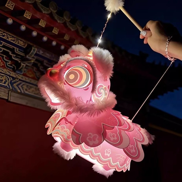 2026 model nou lampion pentru dansul leului, kit DIY materiale, festival tradițional de felinare pentru Anul Nou, lanternă PP portabilă iluminată pentru copii