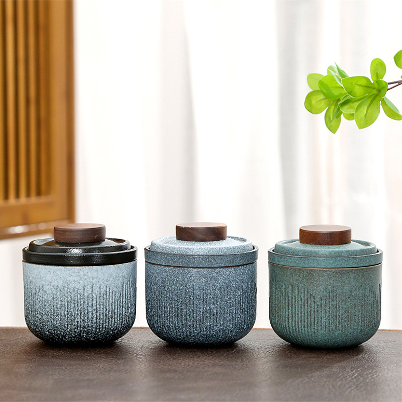 Set ceramic de ceai pentru călătorii, cu o ceainică și două cești, design în dungi, stil japonez, mini, portabil pentru exterior