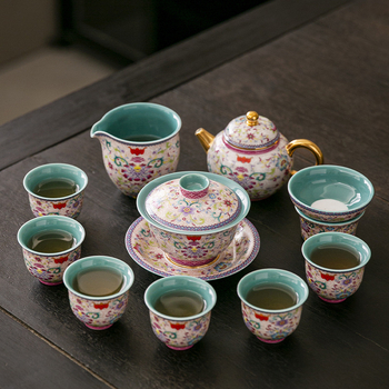 Set de ceai emailat din ceramică, 2025, stil chinezesc cultural și creativ, cadou de lux în cutie
