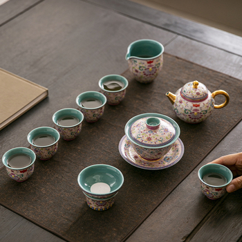 Set de ceai emailat din ceramică, 2025, stil chinezesc cultural și creativ, cadou de lux în cutie