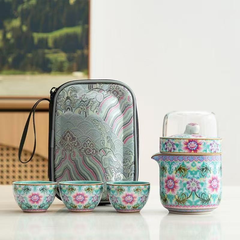 Set de ceai emailat din ceramică, 2025, stil chinezesc cultural și creativ, cadou de lux în cutie