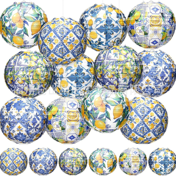 Lampioane din hârtie cu design lămâie pentru decor, felinare suspendate pentru petreceri ale copiilor și nunți, decor pentru casă