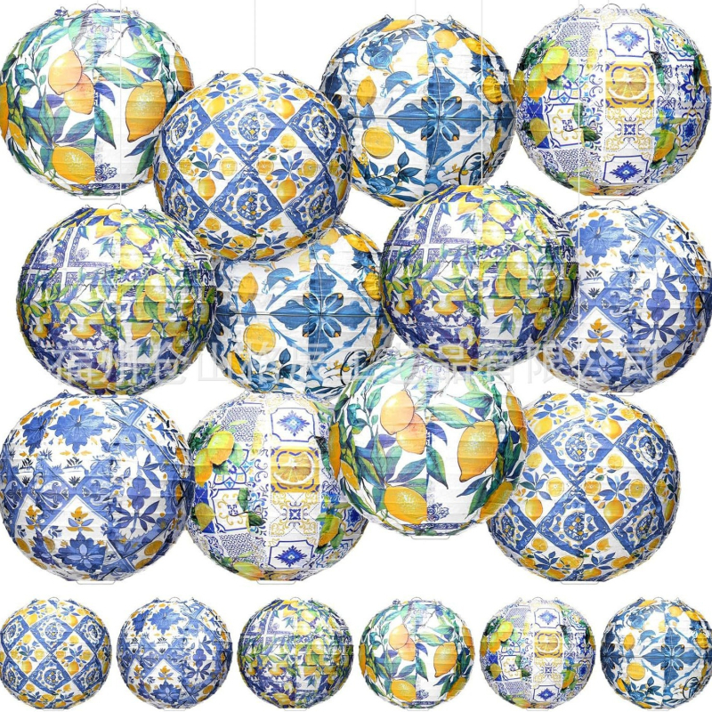 Lampioane din hârtie cu design lămâie pentru decor, felinare suspendate pentru petreceri ale copiilor și nunți, decor pentru casă