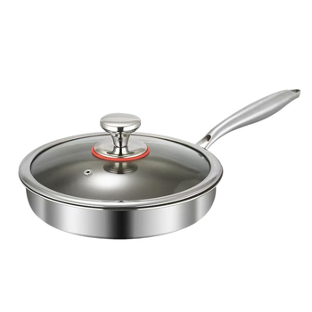 Tigaie din oțel inoxidabil 316L, fără strat, antiaderentă, fund plat, compatibilă cu plitele cu inducție și aragazuri, pentru uz comercial