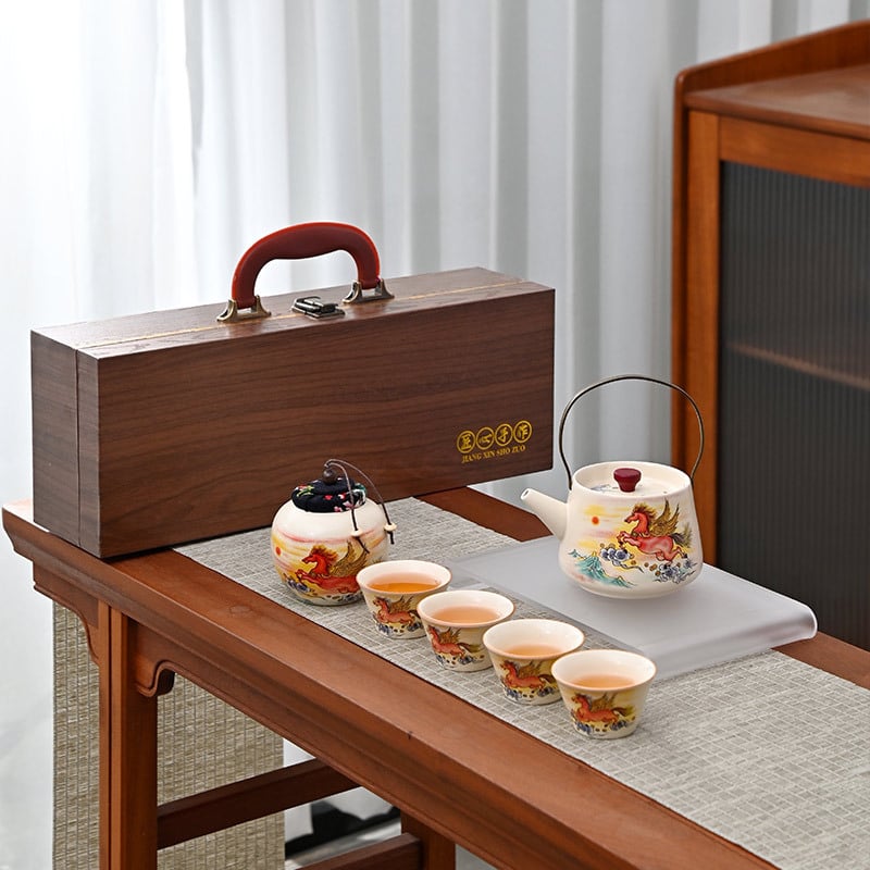 Set de ceai ceramic – set complet, cutie cadou de înaltă calitate, cadou de afaceri și suvenir