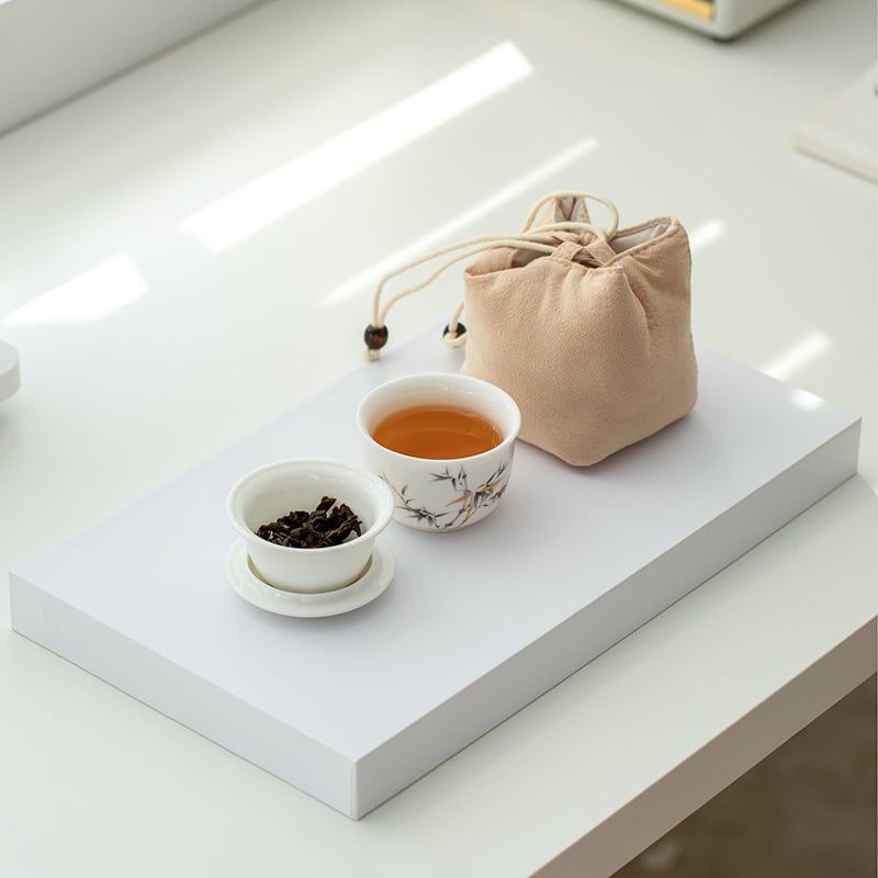 Set de ceai din ceramică pentru o persoană — kit portabil compact pentru exterior și călătorii