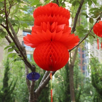 Felinar pliabil din plastic-papier, cu motiv de bogăție și siguranță, pentru decoruri de Anul Nou și Festivalul Primăverii
