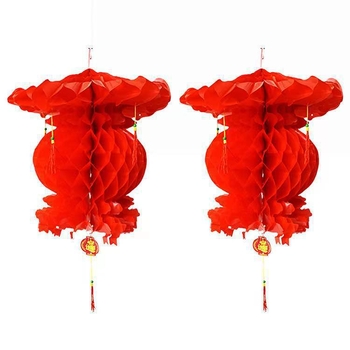Felinar pliabil din plastic-papier, cu motiv de bogăție și siguranță, pentru decoruri de Anul Nou și Festivalul Primăverii