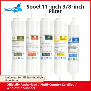 Sooel filtru de apă comercial, 11 inchi, stil coreean, conexiune rapidă, set cartușe: cărbune activ T33 mare, PP bumbac și filtru T33 frontal mic
