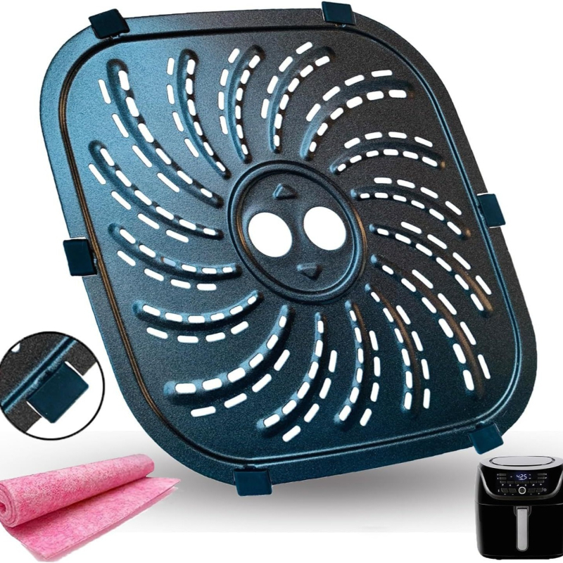Set de accesorii din silicon pentru friteuza cu aer: tavă de prăjit 6QT și suport 8QT, compatibil cu PowerXL Vortex Pro