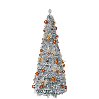 Brad de Crăciun în stil pagodă, pliabil și extensibil, cu lumini, acoperit de zăpadă, pentru decor interior și exterior, înălțime 180 cm