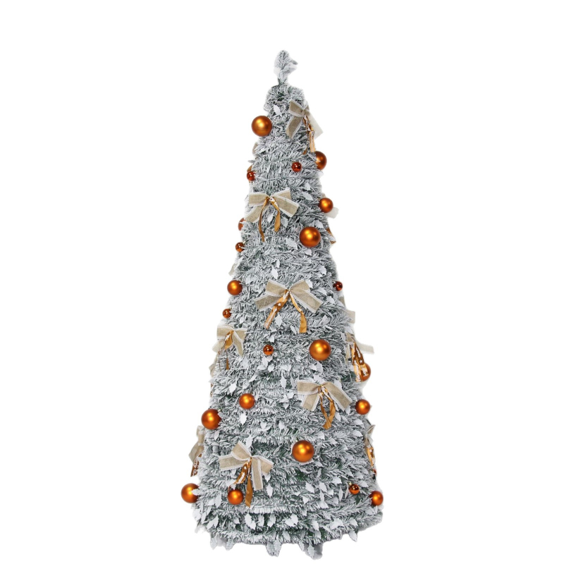 Brad de Crăciun în stil pagodă, pliabil și extensibil, cu lumini, acoperit de zăpadă, pentru decor interior și exterior, înălțime 180 cm