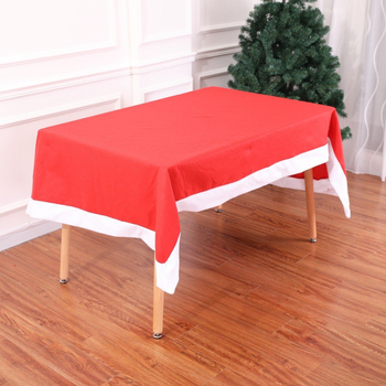 Față de masă de Crăciun, design cartoon, roșu, 132×208 cm, din țesătură nețesută