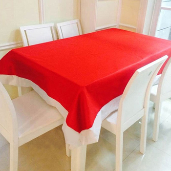 Față de masă de Crăciun, design cartoon, roșu, 132×208 cm, din țesătură nețesută