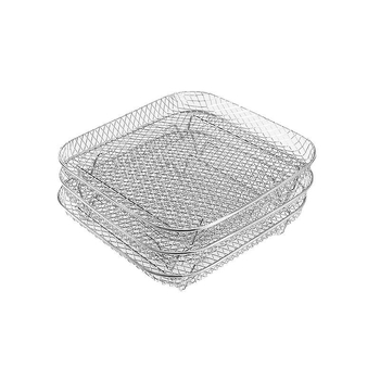 Accesorii pentru friteuză cu aer: grătar cu plasă pe trei niveluri, din oțel inoxidabil 304, raft de deshidratare