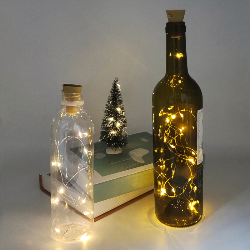Lampa solară pentru dopul sticlei cu sârmă de cupru, 10 LED sau 20 LED, decor de Crăciun pentru sticla de vin roșu