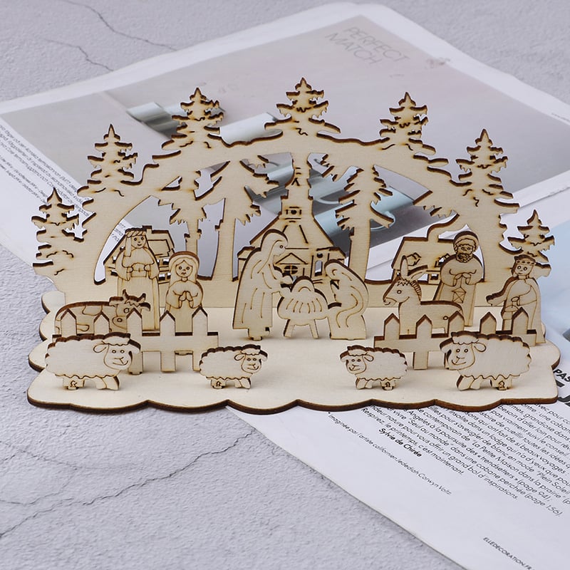 Ornament din lemn de Crăciun, decor rustic pentru birou, figurină 3D personalizată