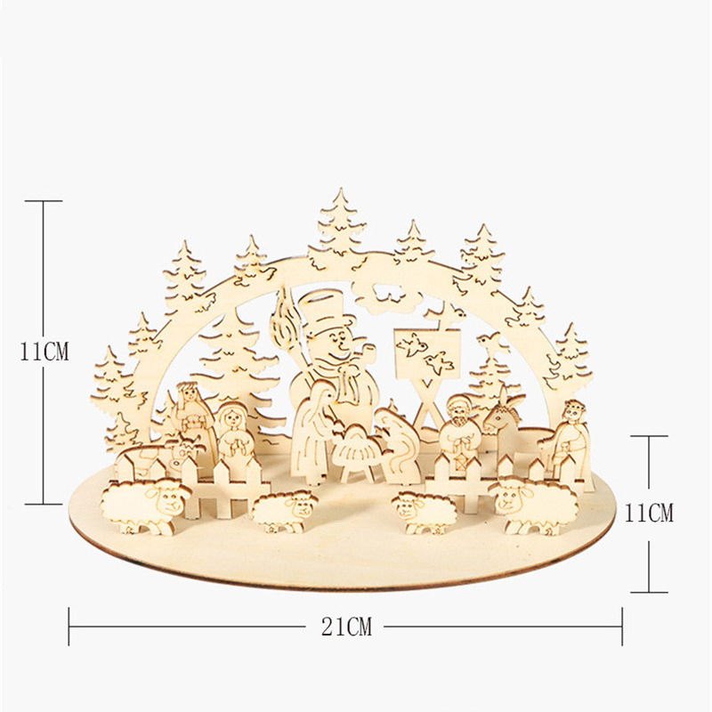 Ornament din lemn de Crăciun, decor rustic pentru birou, figurină 3D personalizată
