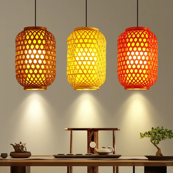 Fanar decorativ de interior din bambus, lustră de perete, potrivit pentru ceainării, hanuri și restaurante, stil chinezesc antic, împletire din bambus.