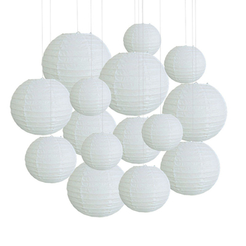 Felinar din hârtie albă, culoare uniformă, decorative pentru nunți și evenimente, formă rotundă, diametru 10-30 cm