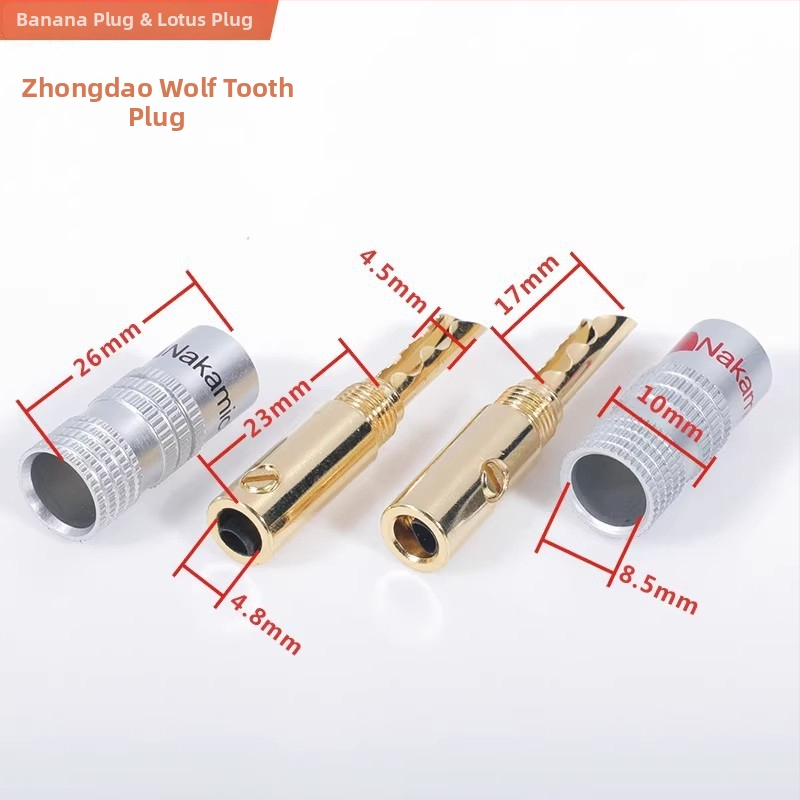 Banánový konektor z čistého medi pre kábel reproduktora, 4 mm zásuvný terminál, Hi‑Fi