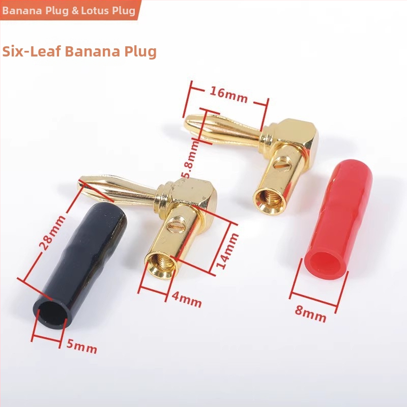 Banánový konektor z čistého medi pre kábel reproduktora, 4 mm zásuvný terminál, Hi‑Fi