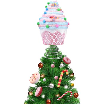 RZP Noul stil decor pastel pentru vârful bradului de Crăciun, ornament pastel, vârf roz cu cupcake