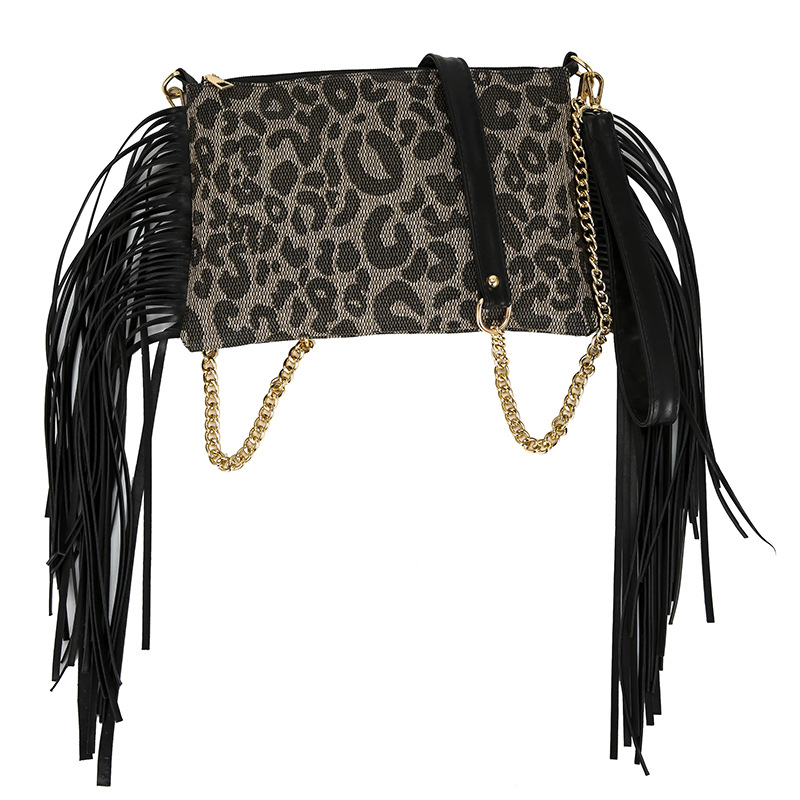 PU ženska crossbody torba s resicama, srednje veličine kvadratnog oblika, otisak, lančani remen