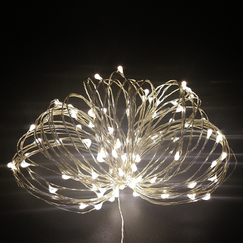 Șir LED din sârmă de cupru, 10 m, 100 LED, IP65, alimentare DC 5V, decorare de Crăciun