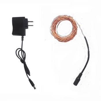 Șir LED din sârmă de cupru, 10 m, 100 LED, IP65, alimentare DC 5V, decorare de Crăciun