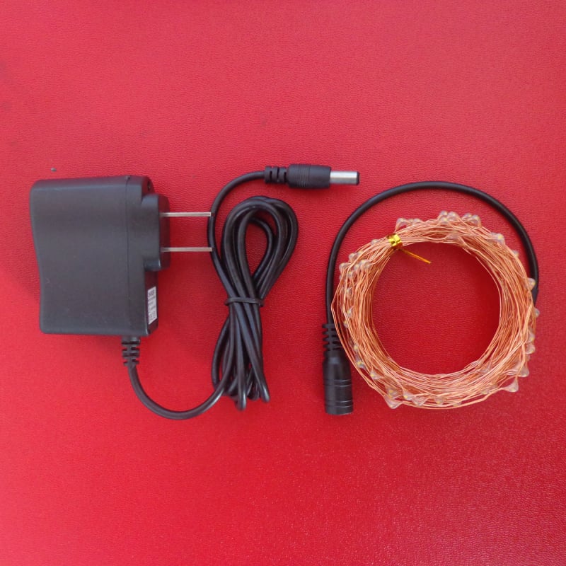 Șir LED din sârmă de cupru, 10 m, 100 LED, IP65, alimentare DC 5V, decorare de Crăciun