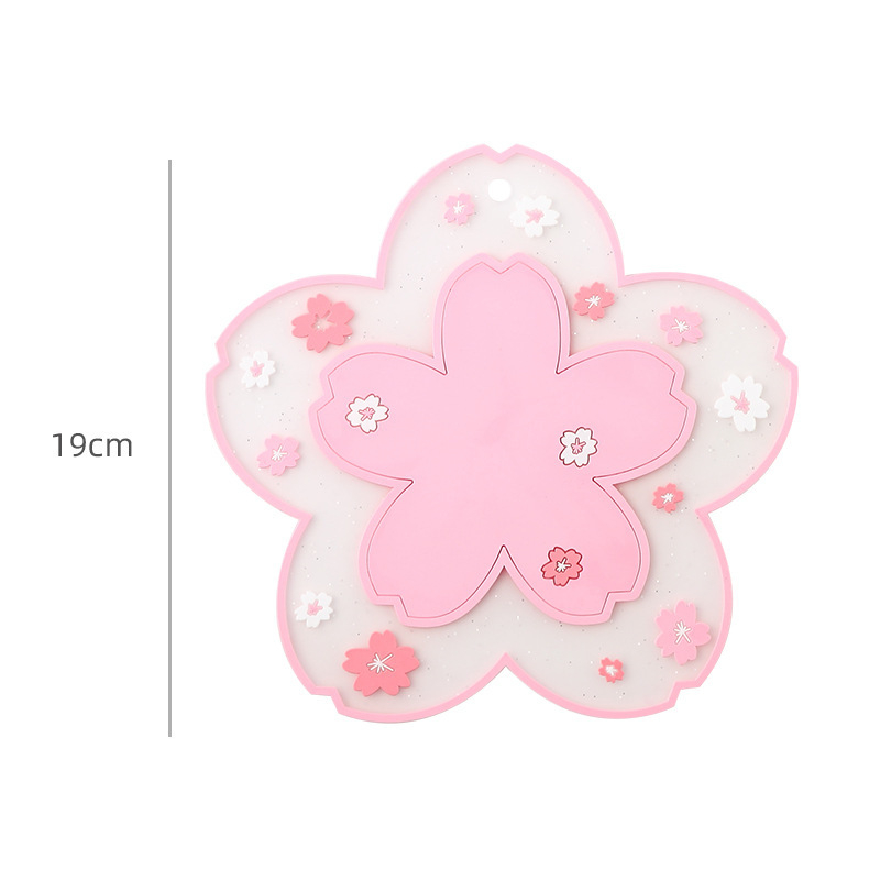Locuri de masă PVC cu model floarea-soarelui și sakura, suporturi pentru pahare, farfurii și tacâmuri, izolație termică