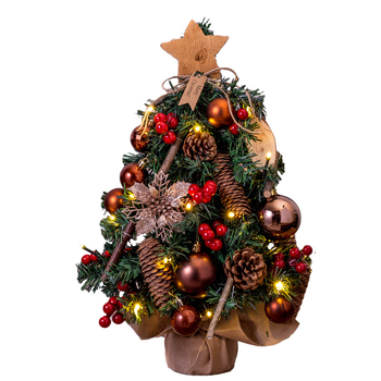 Brad de Crăciun mic pentru birou, 45 cm, cu lumini, decor pentru masă