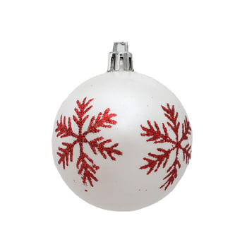 12 ornamente pentru brad, 6 cm, pictate cu fulgi de zăpadă, plastic