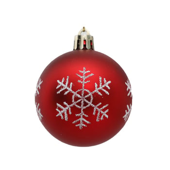 12 ornamente pentru brad, 6 cm, pictate cu fulgi de zăpadă, plastic