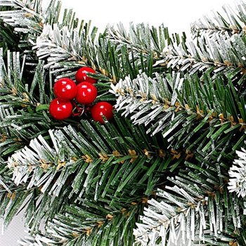 Decorațiune de exterior cu coroană de Crăciun din PVC, 40 cm, conuri de pin albe la vârf și fructe roșii