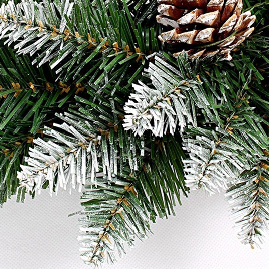Decorațiune de exterior cu coroană de Crăciun din PVC, 40 cm, conuri de pin albe la vârf și fructe roșii