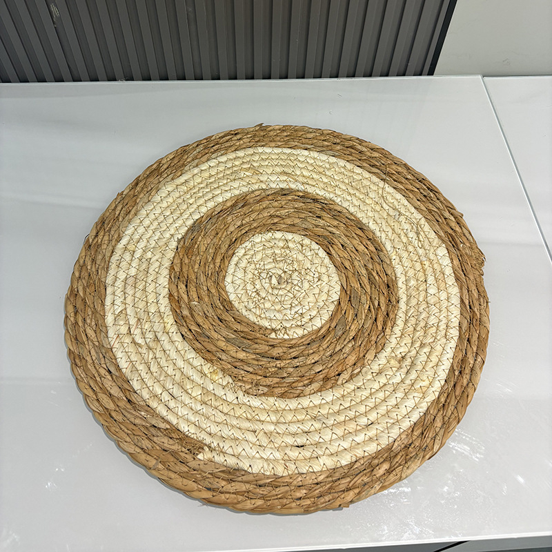Covoraș rotund în stil japonez din paie împletite, suport termic pentru ceai și farfurii, antiderapant, din bone china
