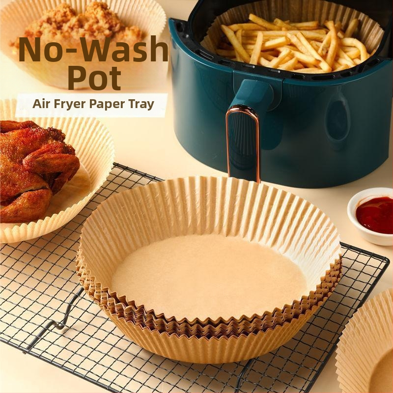 Hârtie de copt pentru air fryer, disc circular, rezistentă la temperaturi înalte, antiaderentă, absorbantă de ulei, pentru coacere