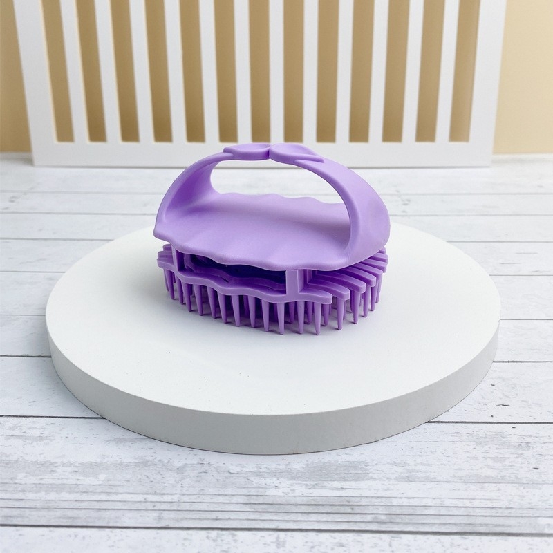 Perie de șampon din silicon, în stil japonez, pentru curățarea scalpului și masaj, dual pentru păr uscat și ud