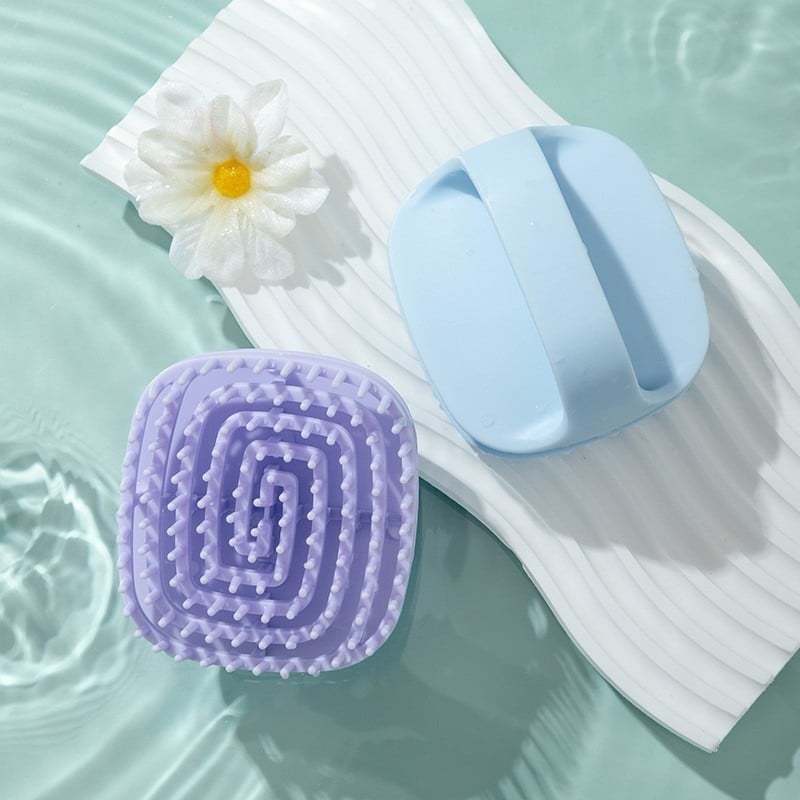 Perie de șampon din silicon, în stil japonez, pentru curățarea scalpului și masaj, dual pentru păr uscat și ud