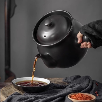 Oală de ceramică pentru decocturi din medicina tradițională chineză pe aragaz cu gaz, vas ceramic cu capac, 2,1–3 L