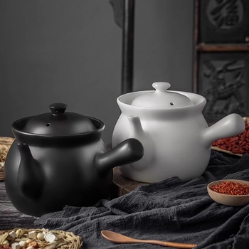 Oală de ceramică pentru decocturi din medicina tradițională chineză pe aragaz cu gaz, vas ceramic cu capac, 2,1–3 L