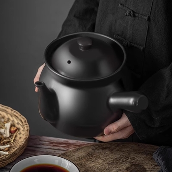Oală de ceramică pentru decocturi din medicina tradițională chineză pe aragaz cu gaz, vas ceramic cu capac, 2,1–3 L