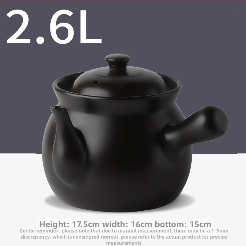Oală de ceramică pentru decocturi din medicina tradițională chineză pe aragaz cu gaz, vas ceramic cu capac, 2,1–3 L