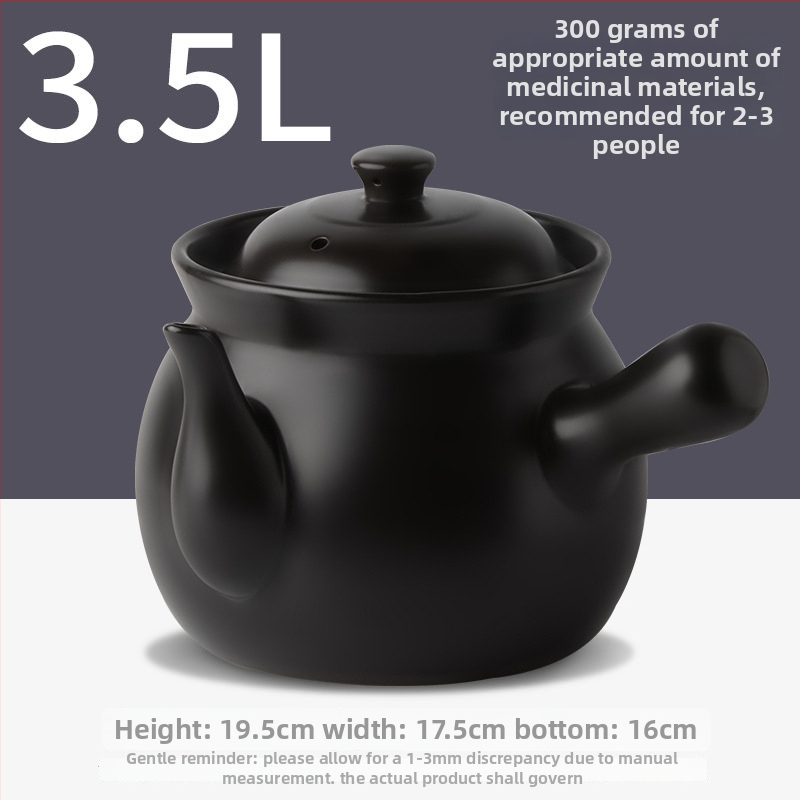 Oală de ceramică pentru decocturi din medicina tradițională chineză pe aragaz cu gaz, vas ceramic cu capac, 2,1–3 L