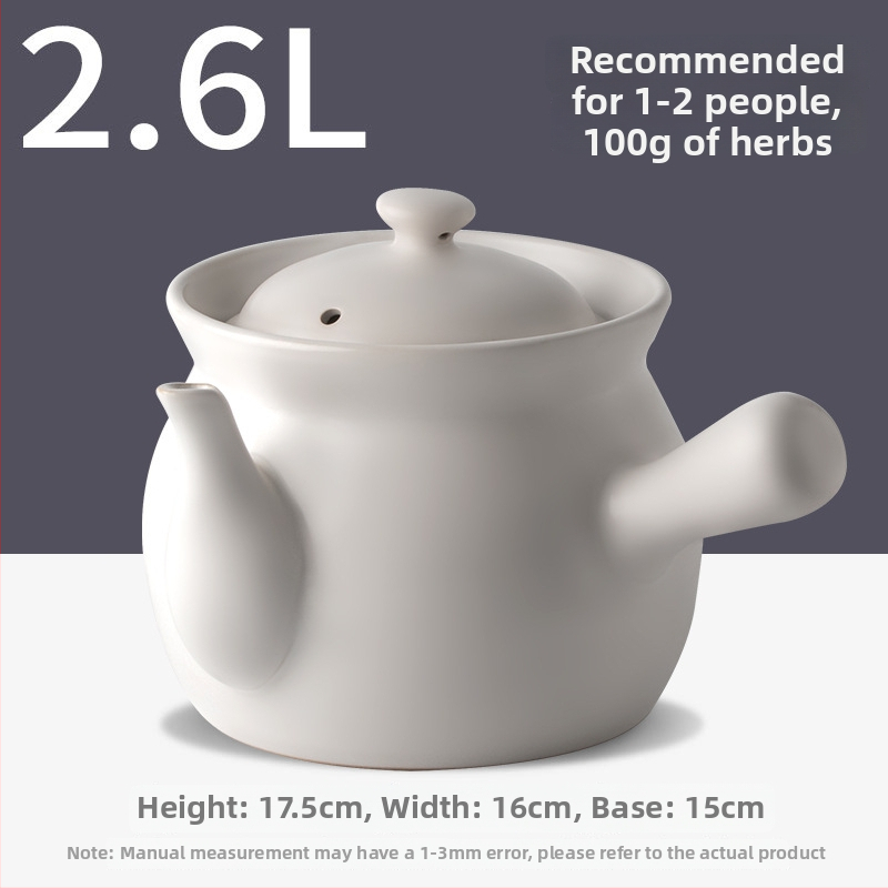 Oală de ceramică pentru decocturi din medicina tradițională chineză pe aragaz cu gaz, vas ceramic cu capac, 2,1–3 L