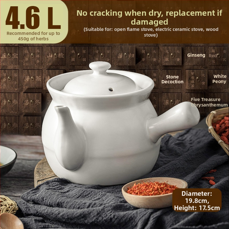 Oală de ceramică pentru decocturi din medicina tradițională chineză pe aragaz cu gaz, vas ceramic cu capac, 2,1–3 L