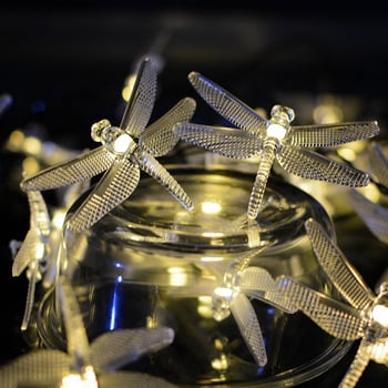 Șir de lumini LED solare Dragonfly pentru exterior, decor de grădină
